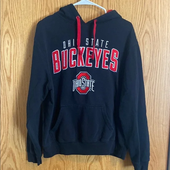 Scarlet & Gray Ohio Buckeyes Hoodie Black Red Large Flaw - Picture 2 of 9
